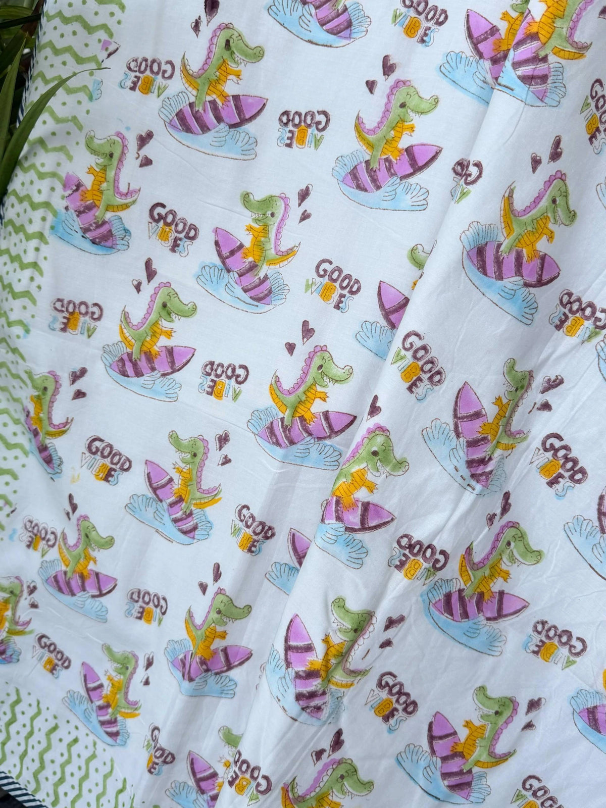 Crocodile Printed Reversible Kids Cotton Blanket