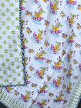 Crocodile Printed Reversible Kids Cotton Blanket
