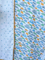 Blue & Multicolour Car Print Reversible Kids Cotton Blanket