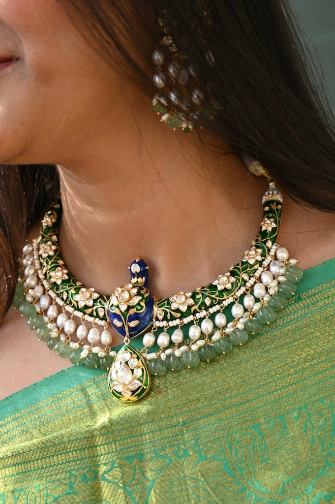 Chemical Beads Chains And Golden Oxidize Charms Combine Handcrafted  Jewellery With Jhumka Earrings