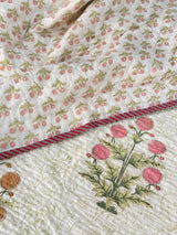 Floral HandBlock Printed Mulmul Reversible King Size Quilt