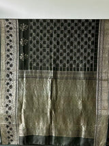 Silk by Silk Green Gharchola Style Bandhani Saree with Muted Silver Border