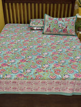 Refined Botanical Blockprint Cotton Bedsheet