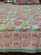 Refined Botanical Blockprint Cotton Bedsheet