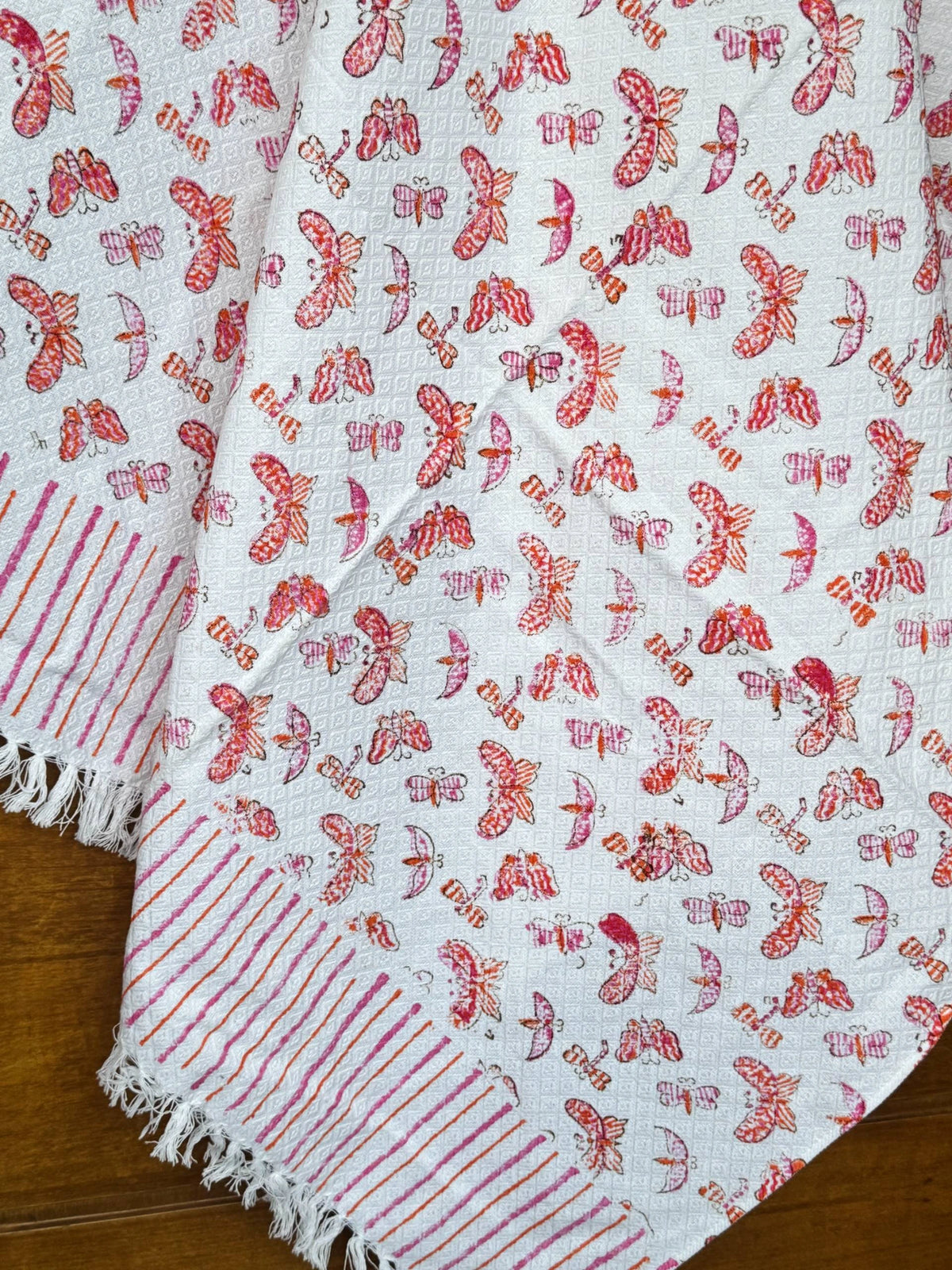 Butterfly Garden Blockprint Kids Towel Cotton Jacquard Weave