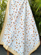 Rainbow Unicorn & Stars Handblock Printed Kids Cotton Dohar
