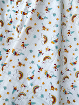 Rainbow Unicorn & Stars Handblock Printed Kids Cotton Blanket