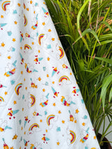 Rainbow Unicorn & Stars Handblock Printed Kids Cotton Dohar
