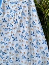 Little Aviator Aeroplane Handblock Printed Kids Cotton Dohar