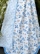 Little Aviator Aeroplane Handblock Printed Kids Cotton  Blanket