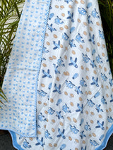 Little Aviator Aeroplane Handblock Printed Kids Cotton Dohar