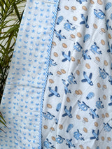 Little Aviator Aeroplane Handblock Printed Kids Cotton Dohar