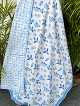 Little Aviator Aeroplane Handblock Printed Kids Cotton Dohar