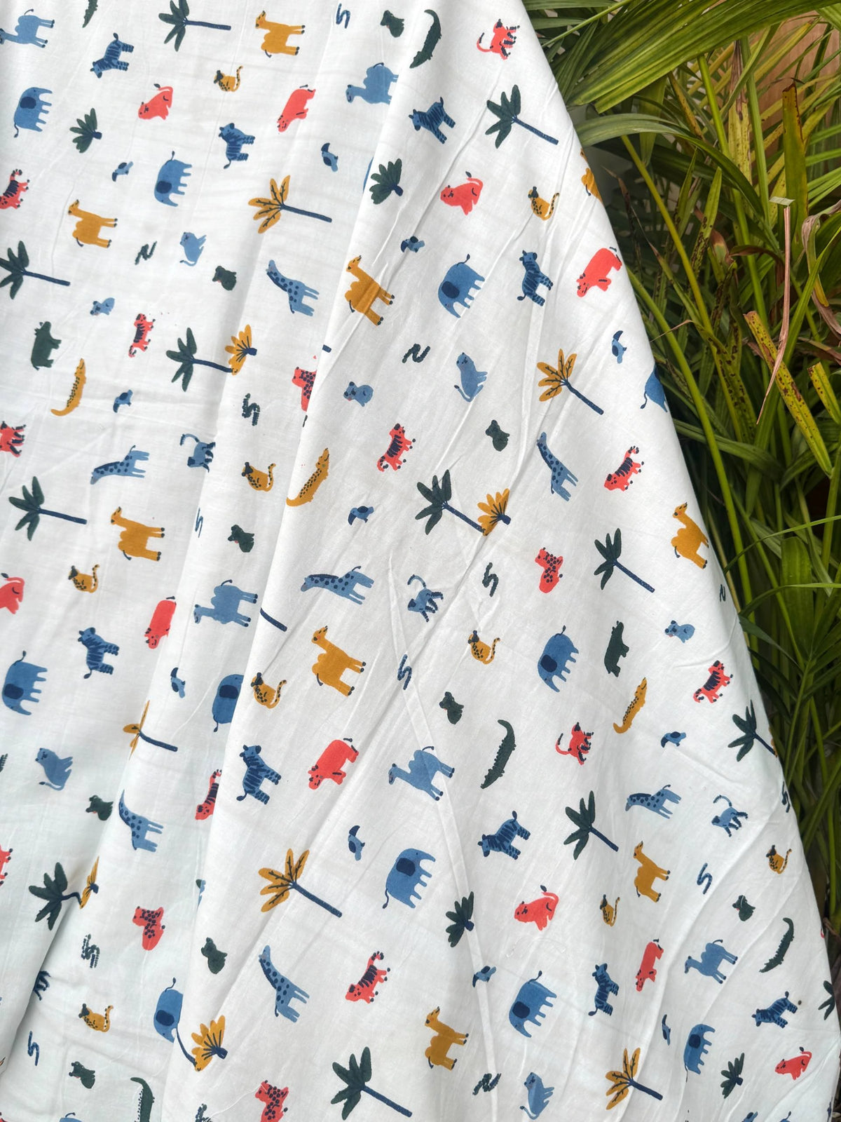 White Jungle Animals Reversible Kids Cotton Blanket