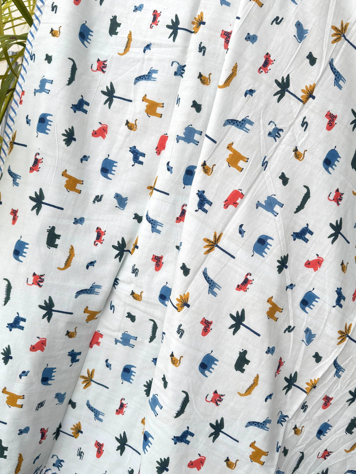 White Jungle Animals Reversible Kids Cotton Blanket