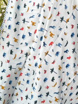 White Jungle Animals Reversible Kids Cotton Blanket