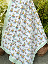 Good Vibes Dinosaur Handblock Printed Reversible Kids Cotton Blanket
