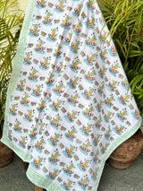 Good Vibes Dinosaur Handblock Printed Reversible Kids Cotton Blanket