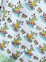 Good Vibes Dinosaur Handblock Printed Reversible Kids Cotton Blanket