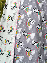 Grey Panda Rainbow Reversible Kids Cotton Blanket