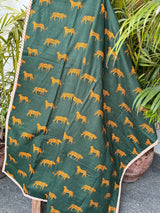 Green Leopard Print Reversible Kids Cotton Blanket