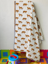 Green Leopard Print Reversible Kids Cotton Blanket