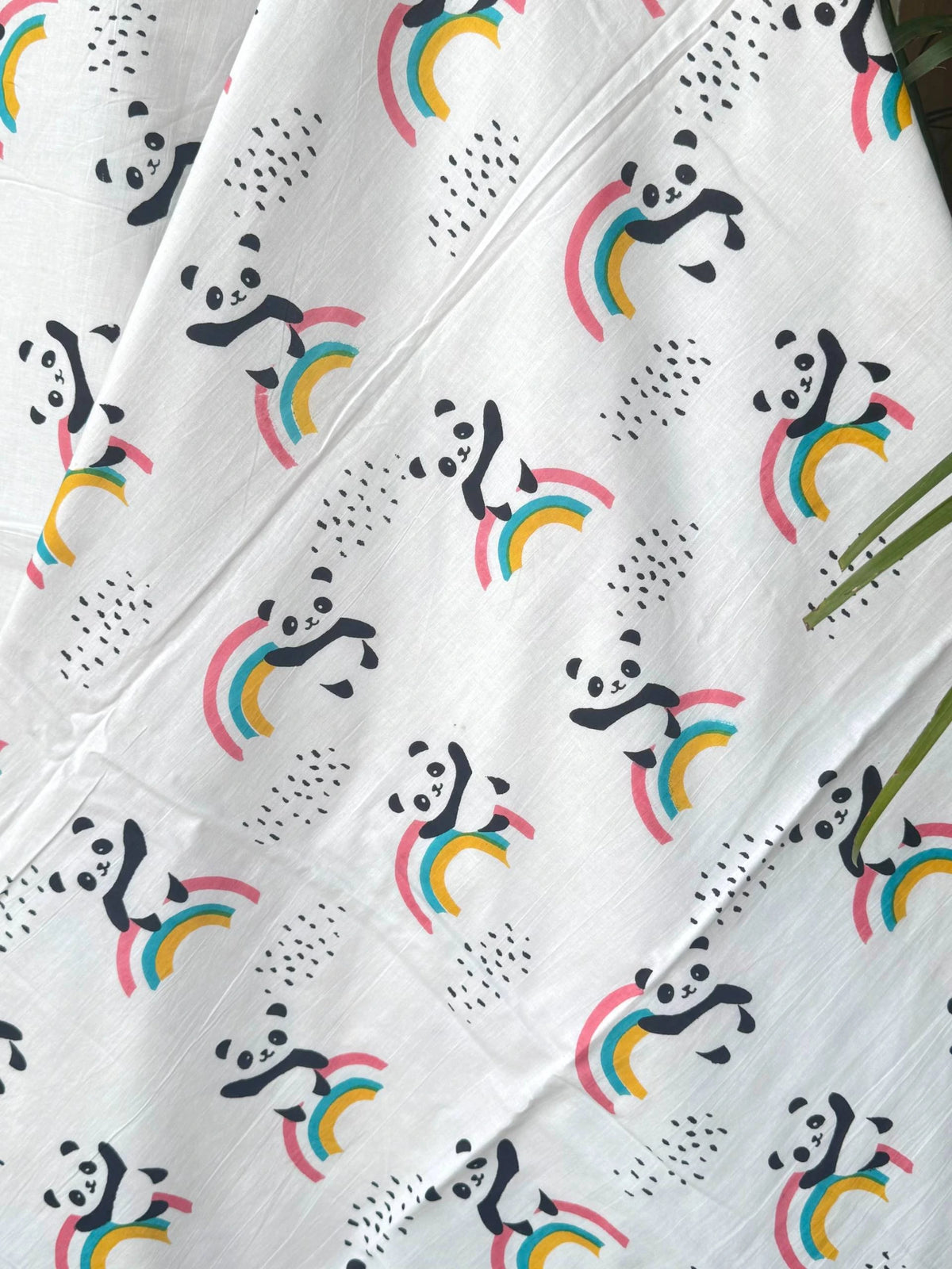 Grey Panda Rainbow Reversible Kids Cotton Blanket
