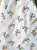 Grey Panda Rainbow Reversible Kids Cotton Blanket