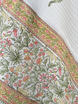 Floral Meadow Handblock Printed Waffle Weave Cotton Towel Set (1 Bath, 2 Hand)