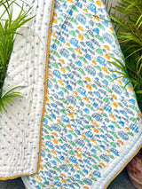Blue Car Print Reversible Layered Kids Quilt