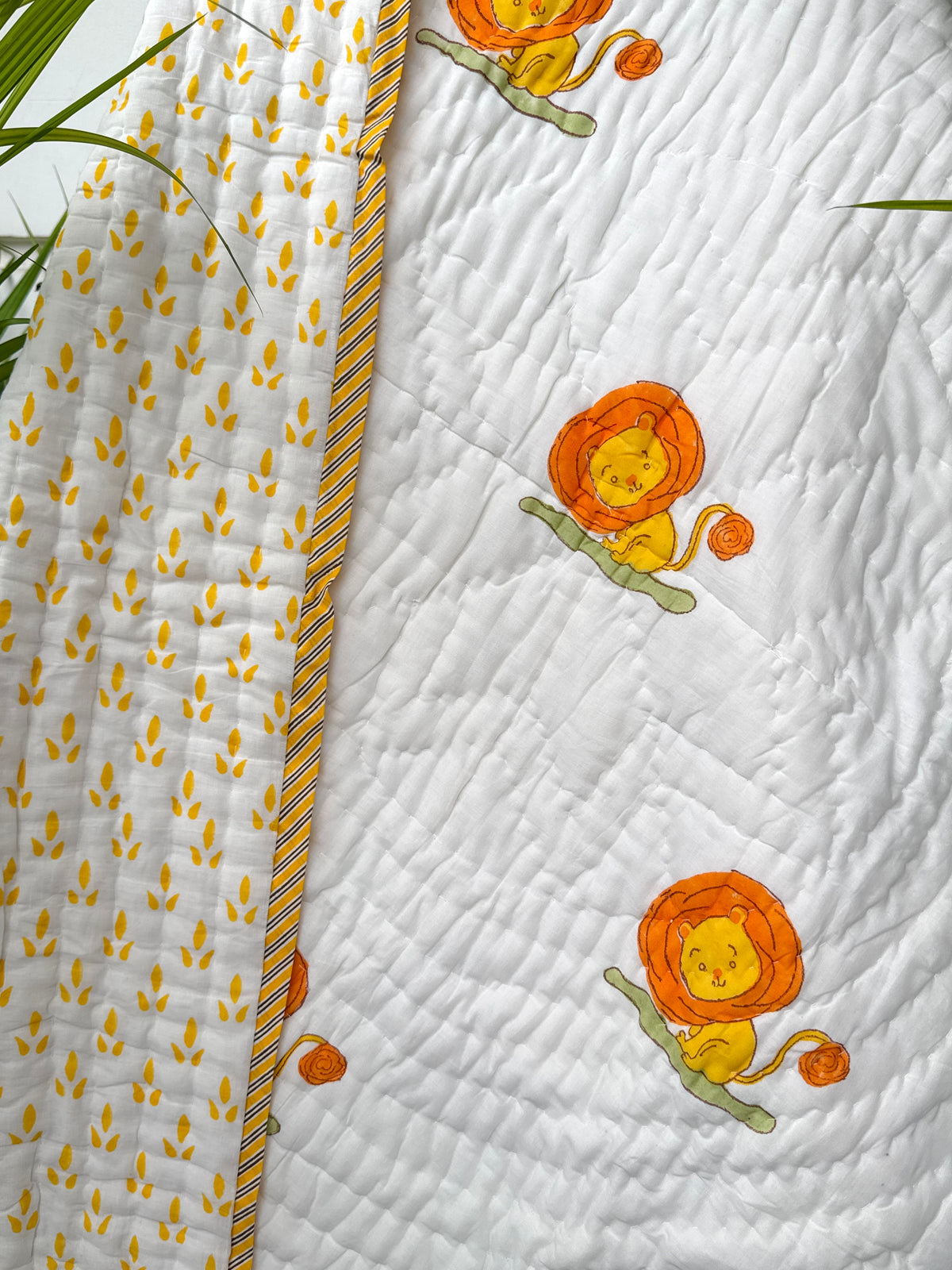 Lion Print Reversible Layered Kids Quilt