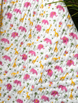 Pink Elephant & Giraffe Reversible Layered Kids Quilt