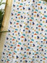 Space Explorer Handblock Printed Layered Kids Quilt