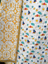 Space Explorer Handblock Printed Layered Kids Quilt