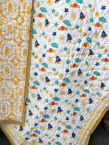 Space Explorer Handblock Printed Layered Kids Quilt