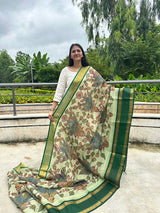 Handloom Cotton Silk Floral Kalamkari Saree