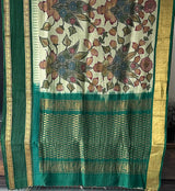 Handloom Cotton Silk Floral Kalamkari Saree