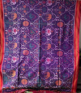 Exclusive Handloom Purple and Red Mulberry Silk Ikat Patola Saree with Animal Motifs