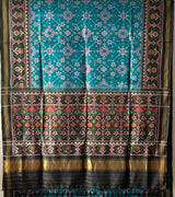 Elegant Teal Single Ikat Handloom Mulberry Silk Saree
