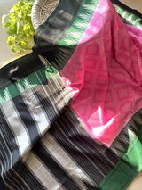 Vibrant Pink Kanjivaram Silk Saree with Green–Black Border