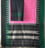 Vibrant Pink Kanjivaram Silk Saree with Green–Black Border