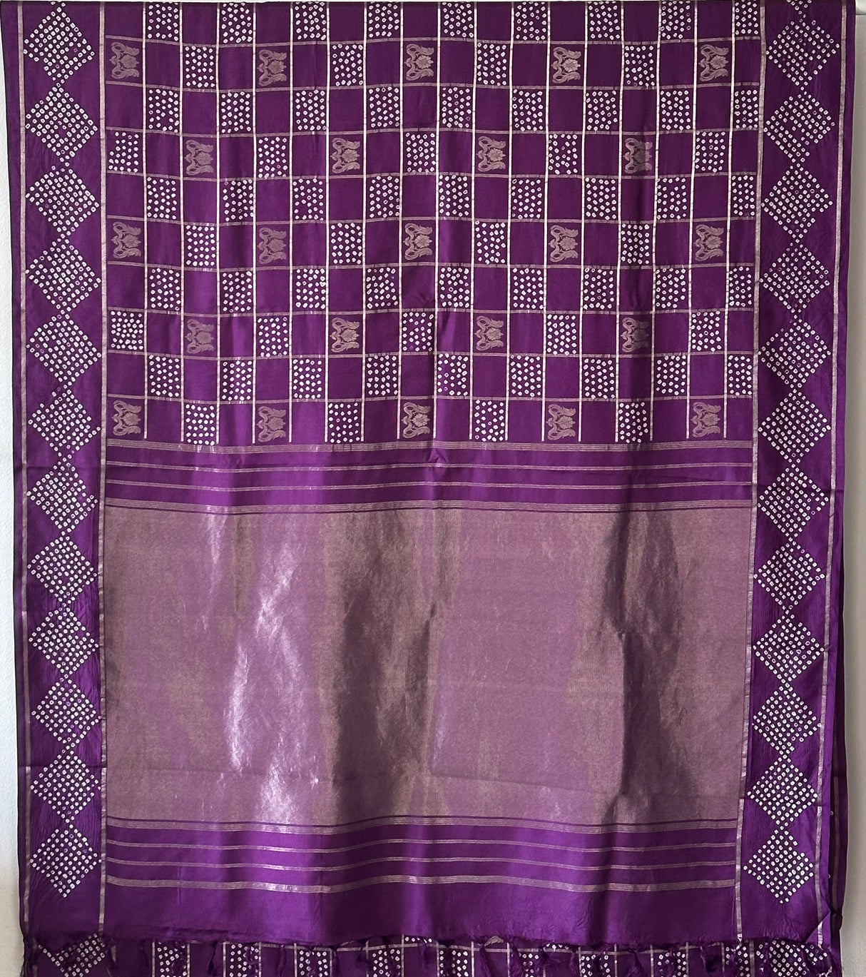 Ambarai Purple Bandhani Kanjivaram Silk Saree