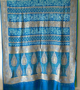 Neeli Rang Bandhani Banarasi Pure Georgette Saree