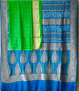 Neeli Rang Bandhani Banarasi Pure Georgette Saree