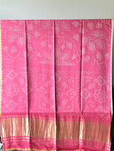 Pink Pure Gajji Silk Bandhani Saree