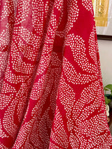 Red Pure Matka Silk Bandhani Saree