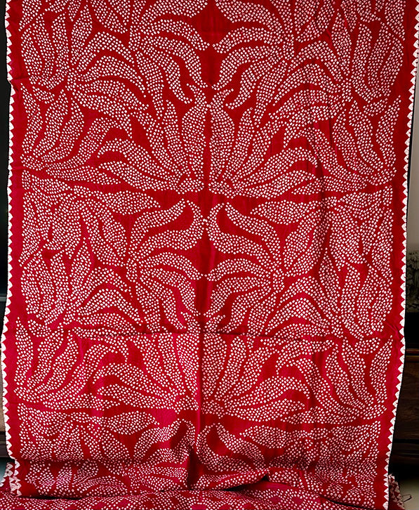 Red Pure Matka Silk Bandhani Saree