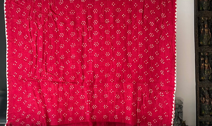 Red Pure Matka Silk Bandhani Saree