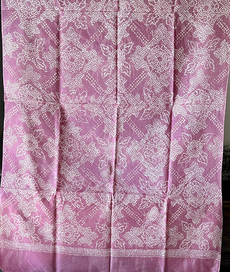 Mauve Pink Tussar Silk Bandhani Saree