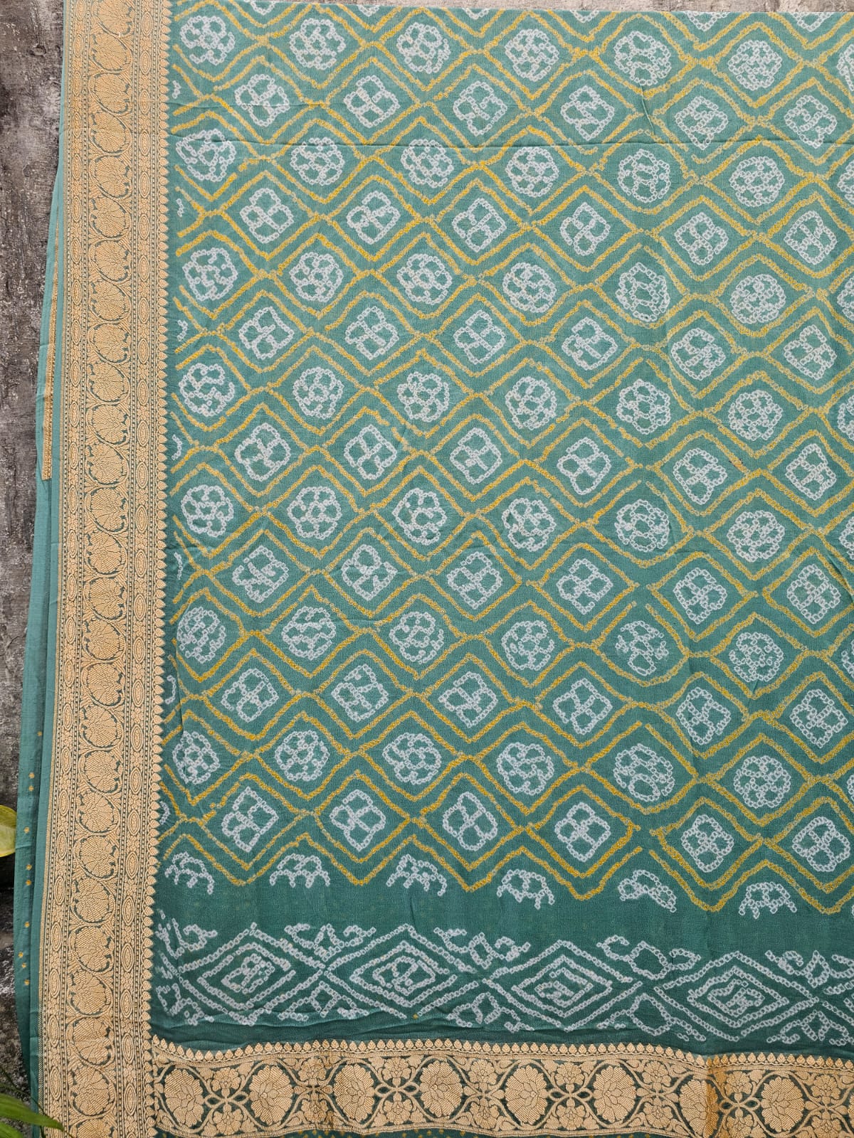 Serene Green Banarasi Georgette Bandhani Saree